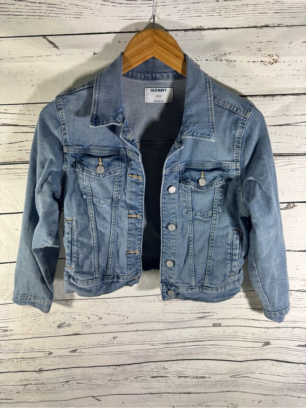Girls Old Navy Light Wash Blue Denim Button Front Jacket Size Large EUC